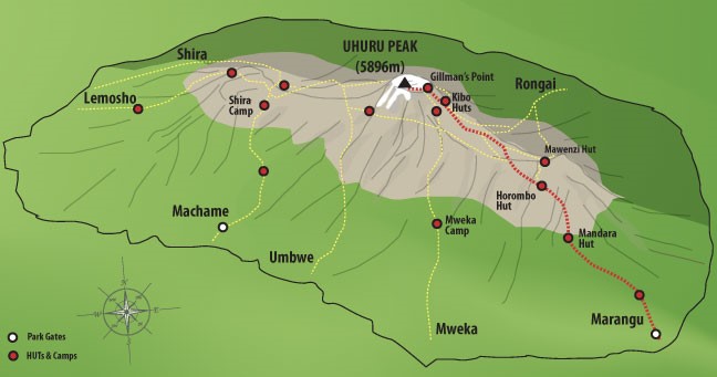 Kilimanjaro Route Map
